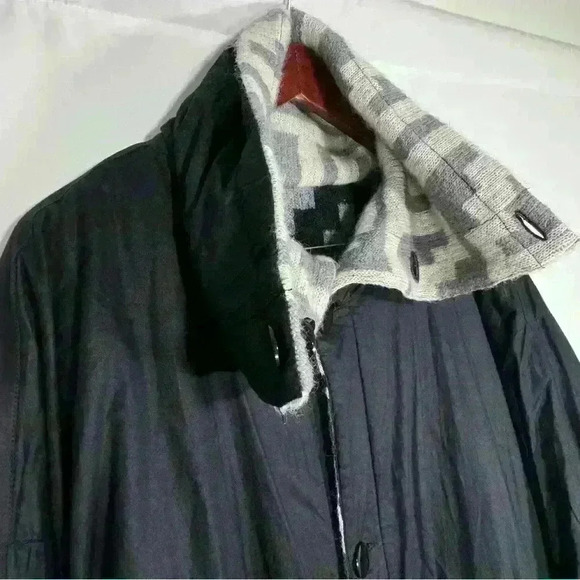 Vintage 80s 90s Mohair Wool Cotton Oversized Coat Aztec Boho Artsy Reversible L - Picture 10 of 16